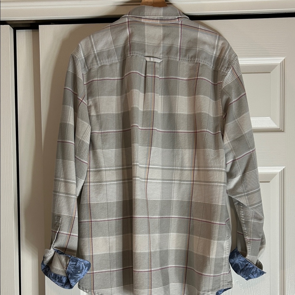 Tommy Bahama Canyon Beach Pebble Clay Plaid Flannel Shirt - Picture 4 of 11